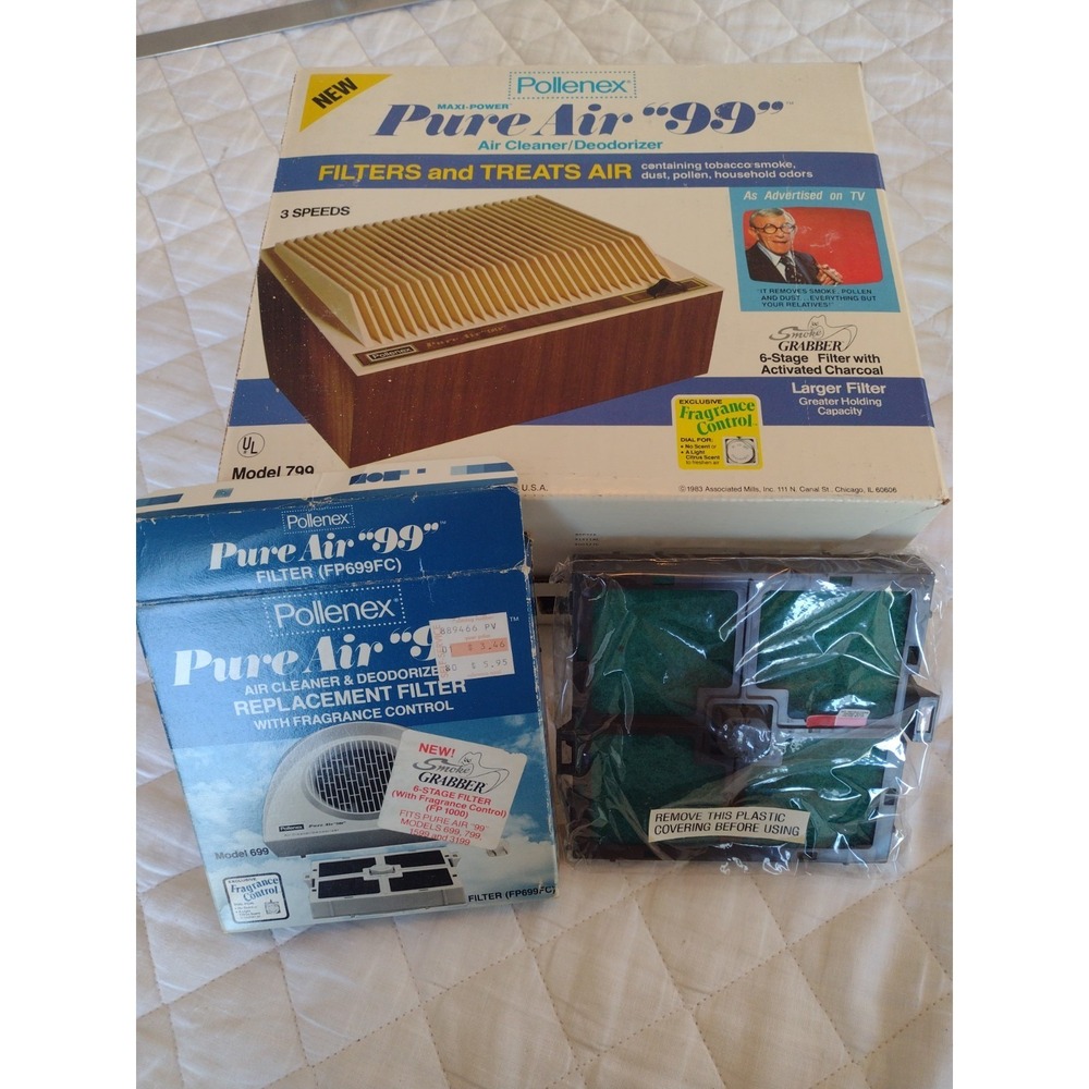 Vtg Pollenex Pure Air "99" Electronic Air Cleaner Ionizer Extra Filter Tested
